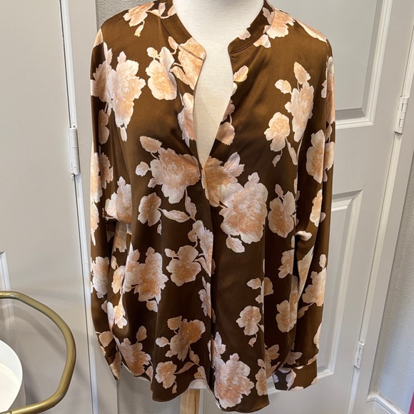 NWT Vince Floral Silk Blouse